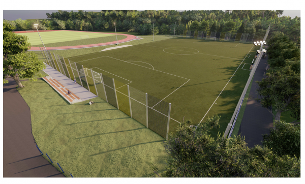 Ptačí perspektiva nového hřiště